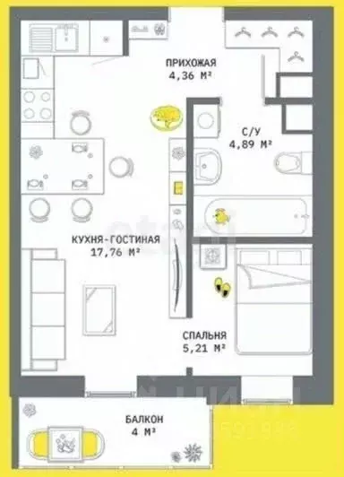 1-к кв. Тульская область, Тула ул. Некрасова, 2к1 (36.2 м) - Фото 2