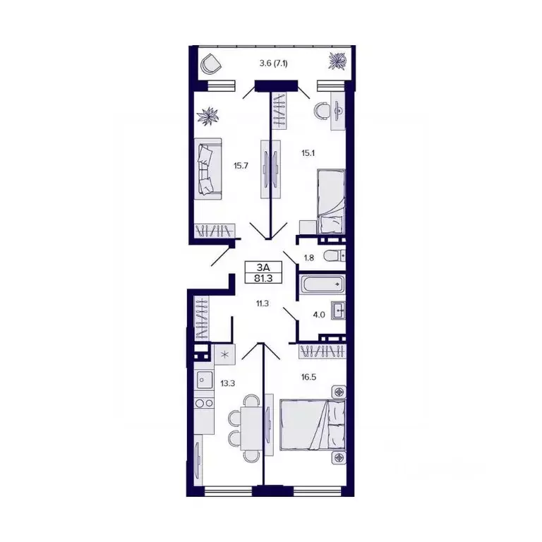 3-к кв. Новосибирская область, Новосибирск ул. Коминтерна, 1с (81.3 м) - Фото 1