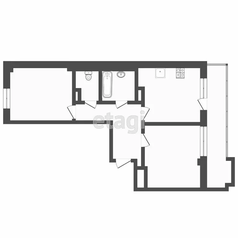 2-комнатная квартира: Тюмень, улица Николая Никитина, 8 (59 м) - Фото 0
