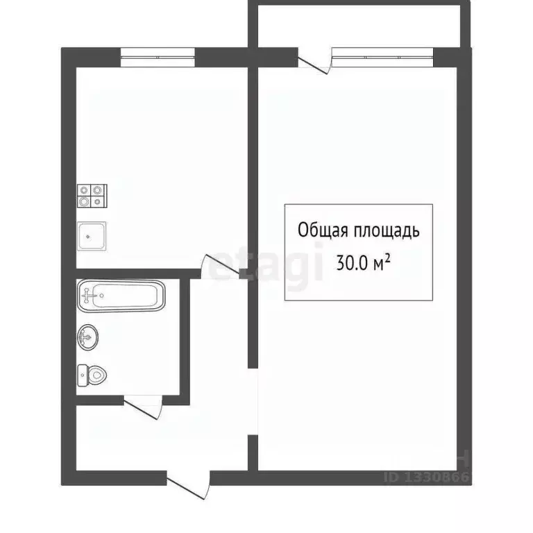 1-к кв. Томская область, Томск Новосибирская ул., 8 (33.0 м) - Фото 1