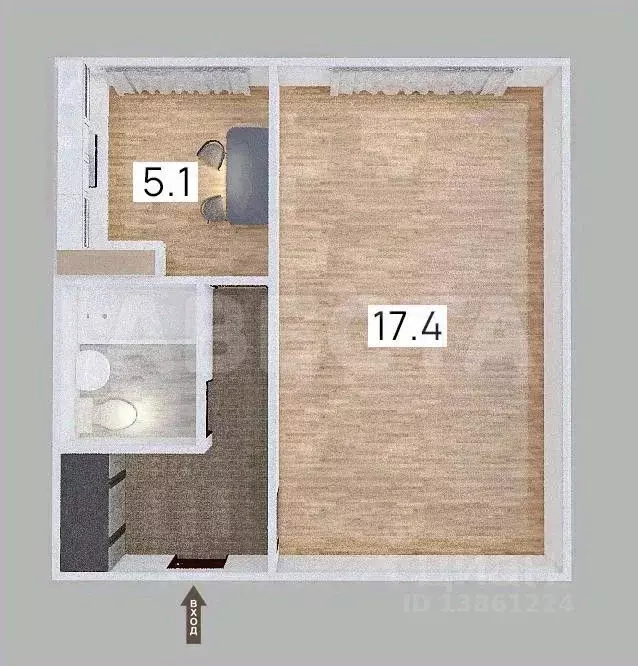 1-к кв. Омская область, Омск ул. Талалихина, 22 (29.7 м) - Фото 1