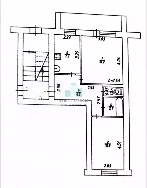 2-к. квартира, 47,6 м, 1/3 эт. - Фото 0