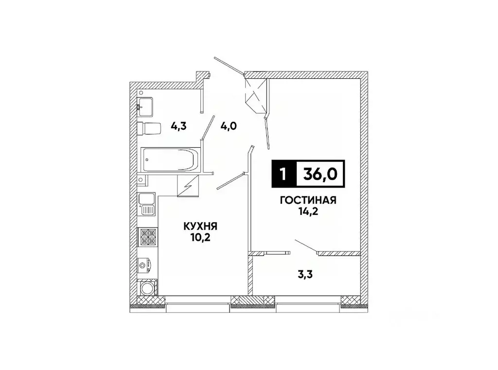 1-к кв. Ставропольский край, Ставрополь ул. Андрея Голуба, 12к8 (36.0 ... - Фото 1