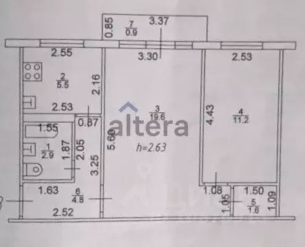 2-к кв. Татарстан, Казань ул. Гагарина, 67 (45.6 м) - Фото 2