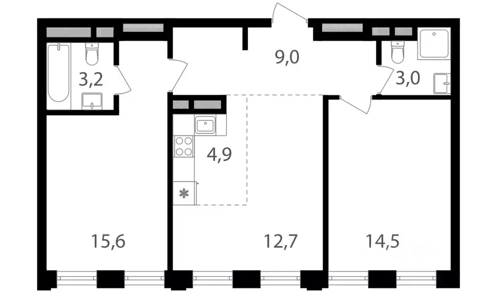 2-к кв. Москва Семеновский Парк 2 жилой комплекс (62.9 м) - Фото 0