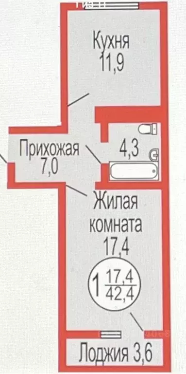 1-к кв. Оренбургская область, Оренбург Уральская ул., 2 (40.7 м) - Фото 1