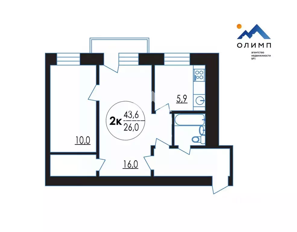 2-к кв. Вологодская область, Вологда Благовещенская ул., 35 (43.6 м) - Фото 2