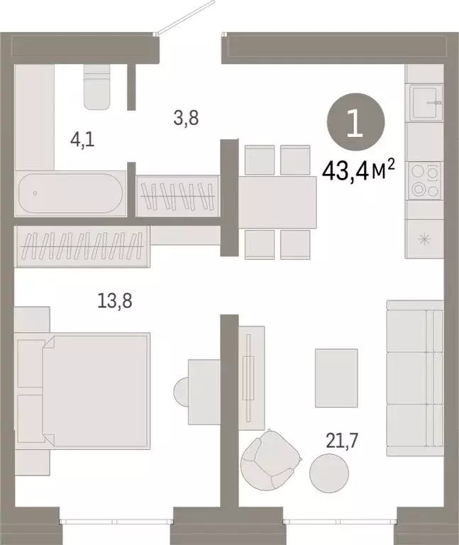 1-комнатная квартира: Екатеринбург, улица Советских Женщин (43.3 м) - Фото 1