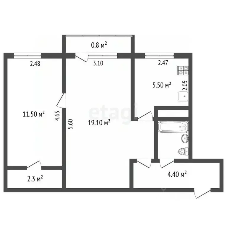 2-к кв. Псковская область, Печоры Заводская ул., 3б (44.1 м) - Фото 2