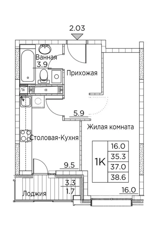 1-к кв. Приморский край, Владивосток ул. Расула Гамзатова, 7к3 (38.6 ... - Фото 0