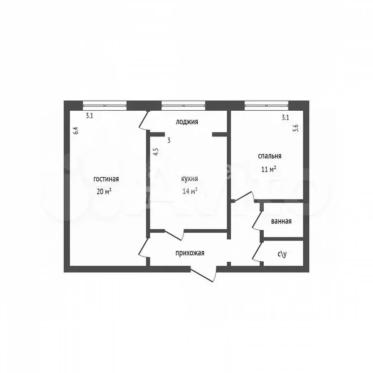 2-к. квартира, 54 м, 4/5 эт. - Фото 0