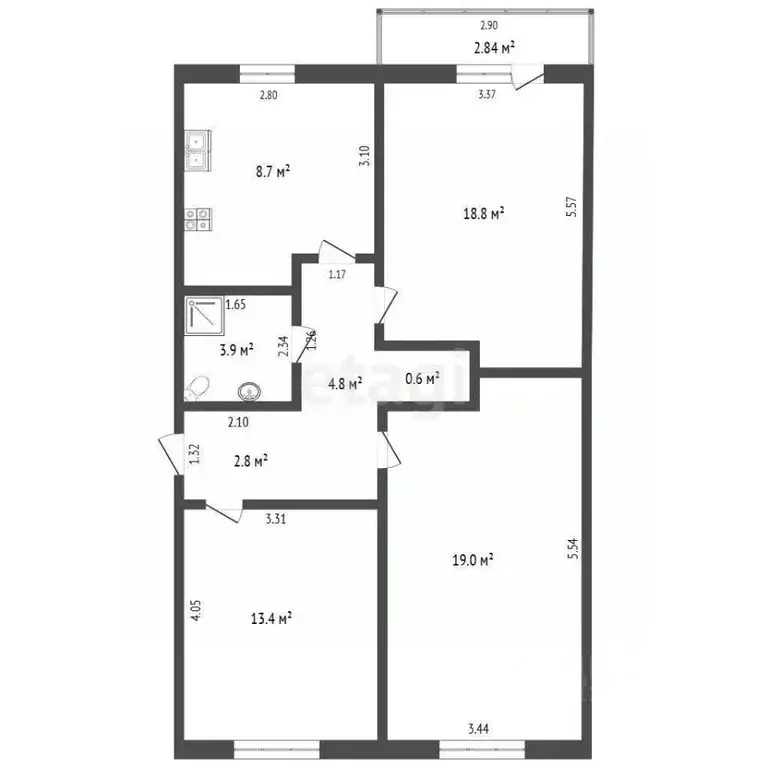 3-к кв. Москва Ярцевская ул., 2 (70.6 м) - Фото 2