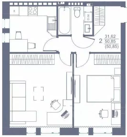2-к кв. Оренбургская область, Оренбургский район, с. Нежинка ул. ... - Фото 1