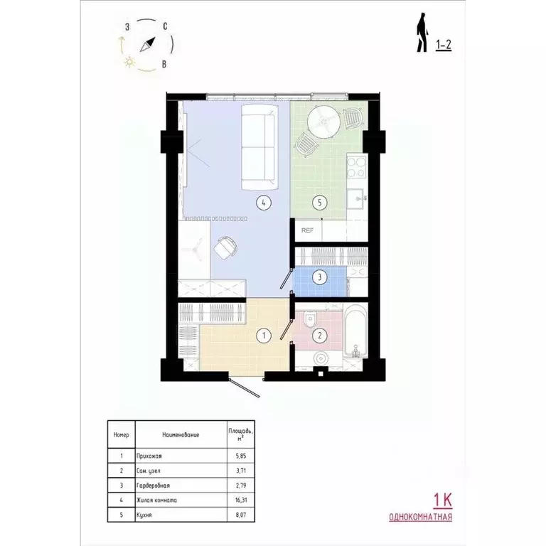 1-к кв. Приморский край, Владивосток Острогорный жилой комплекс (37.28 ... - Фото 1