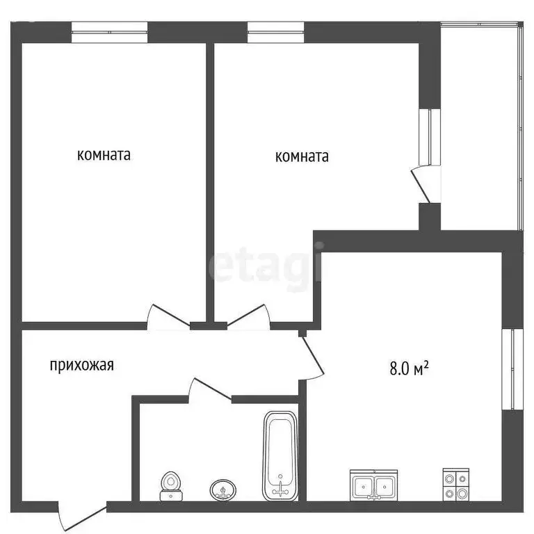2-комнатная квартира: Батайск, Комсомольская улица, 127 (55 м) - Фото 0