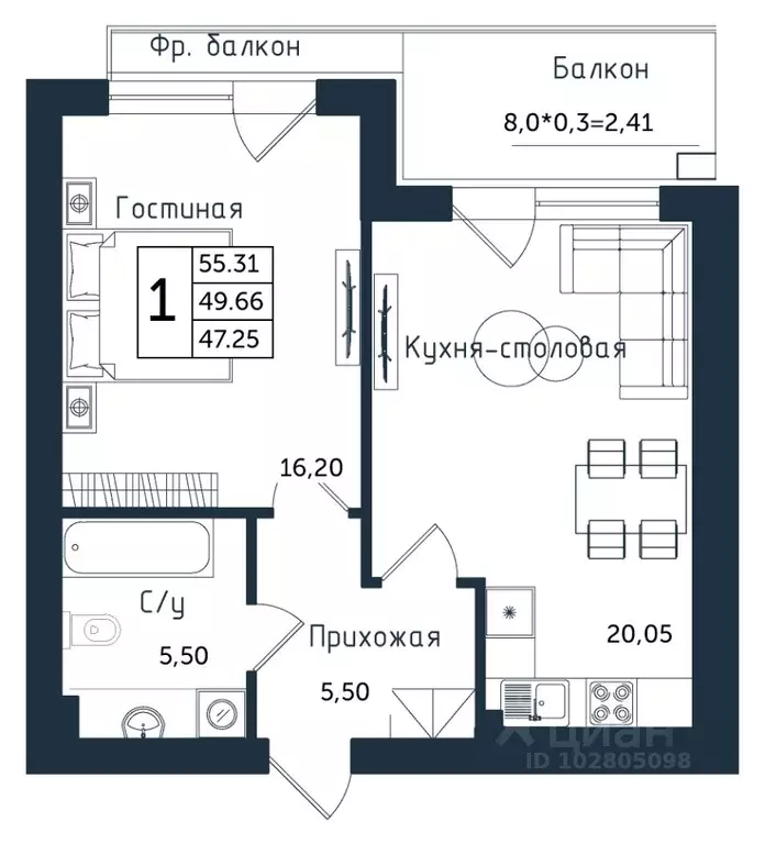 1-к кв. Калининградская область, Янтарный пгт ул. Советская (55.31 м) - Фото 1