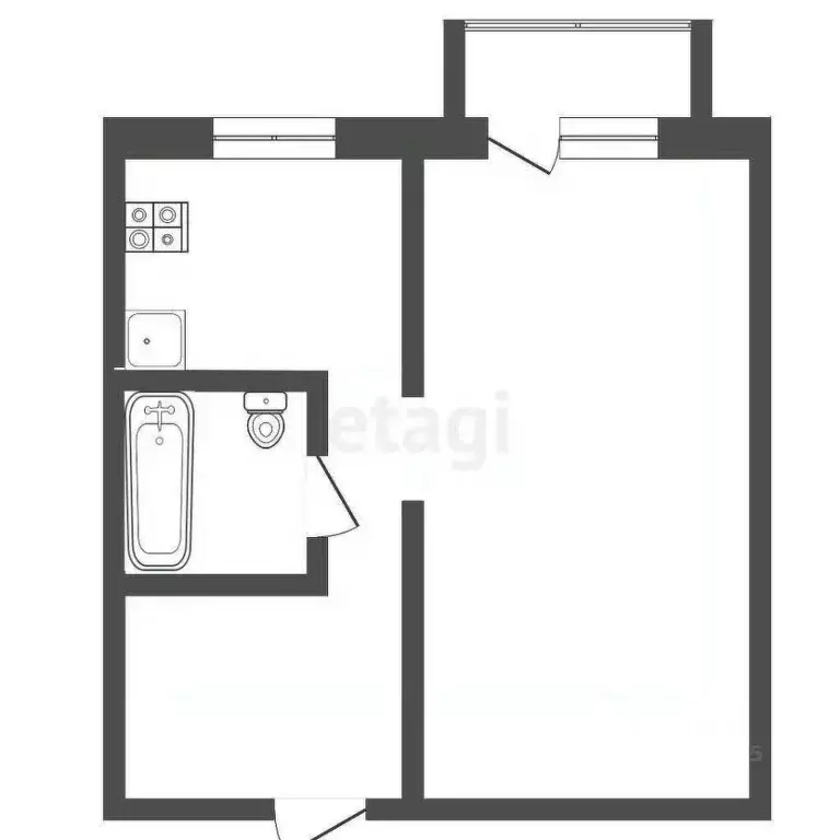 1-к кв. Кемеровская область, Юрга Кузбасский просп., 10А (34.0 м) - Фото 2