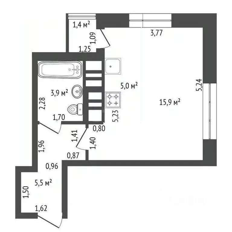 Студия Башкортостан, Уфа ул. Рудольфа Нуреева, 6 (30.3 м) - Фото 1