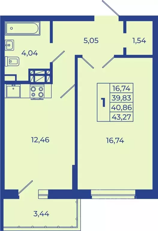 1-к кв. Ростовская область, Новочеркасск  (43.27 м) - Фото 1