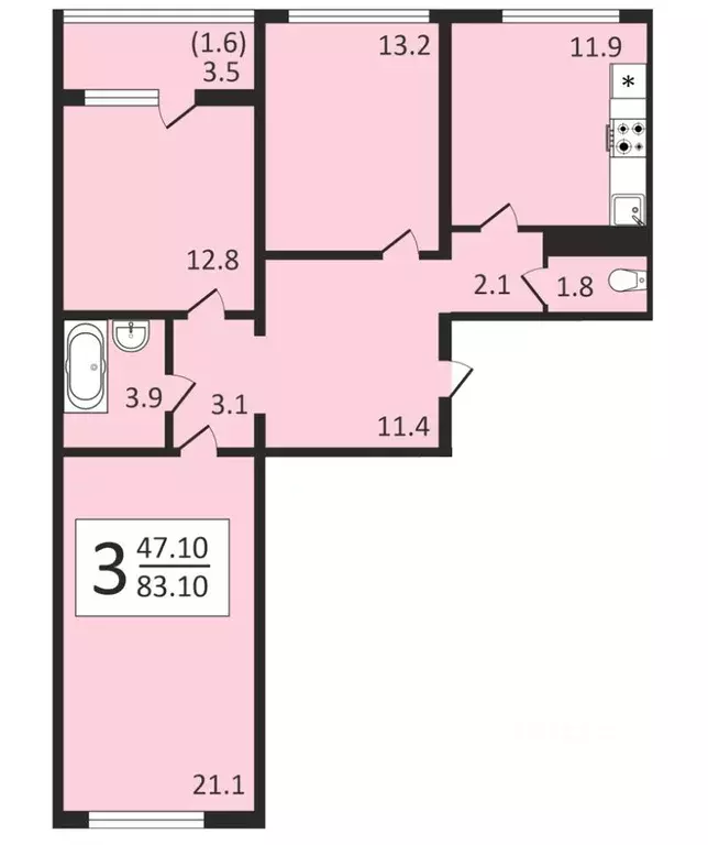 3-к кв. Воронежская область, Воронеж ул. Загоровского, 9/2 (83.1 м) - Фото 0