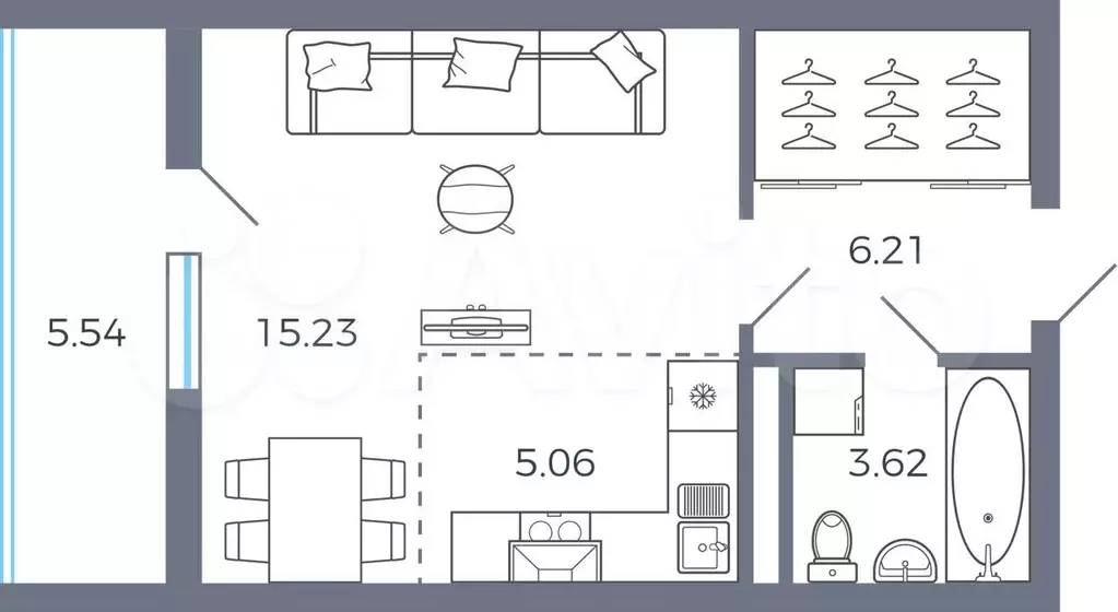 Квартира-студия, 32,9 м, 4/16 эт. - Фото 0