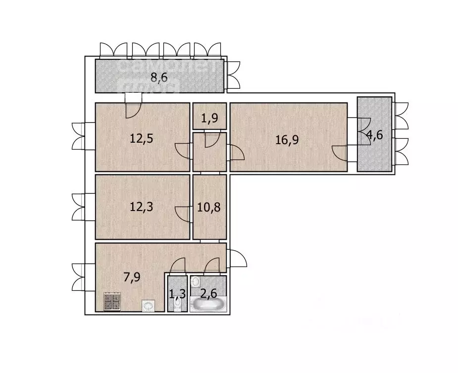 3-к кв. Башкортостан, Уфа ул. Максима Рыльского, 24/1 (66.1 м) - Фото 1