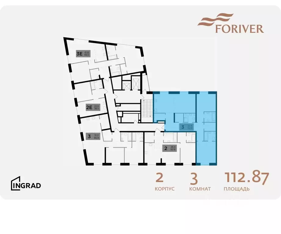 3-к кв. Москва Г мкр, Форивер жилой комплекс, 2 (112.87 м) - Фото 1