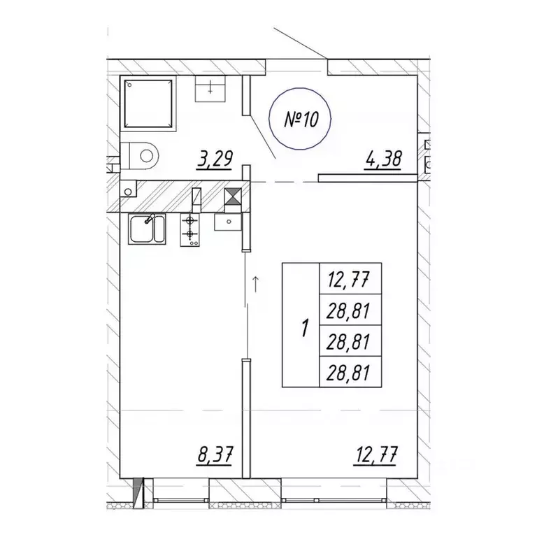 1-к кв. Калининградская область, Зеленоградск  (28.81 м) - Фото 1