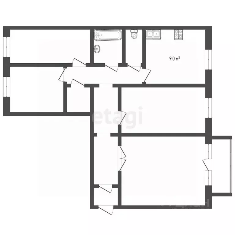 4-к кв. Челябинская область, Миасс бул. Карпова, 10 (78.6 м) - Фото 2