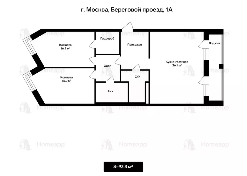 3-к кв. Москва Береговой проезд, 1А (93.3 м) - Фото 2