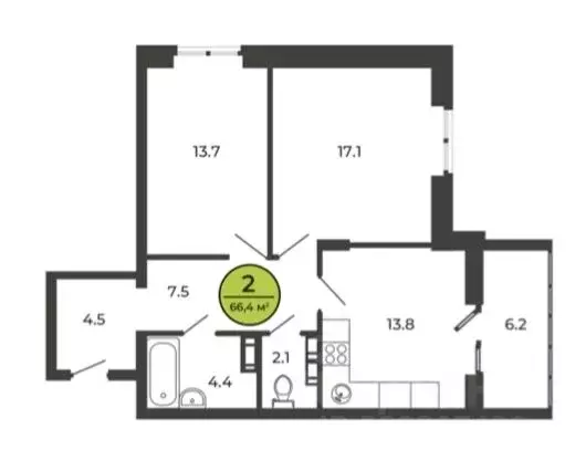 2-к кв. Брянская область, Брянский район, Свенское с/пос, пос. Свень ... - Фото 1