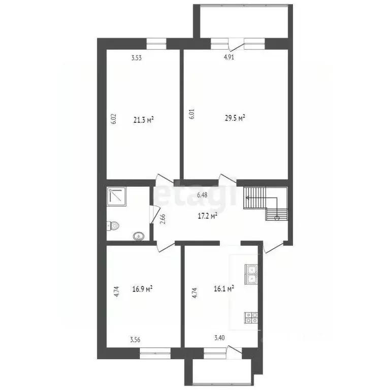 4-к кв. Вологодская область, Вологда ул. Леденцова, 6 (120.0 м) - Фото 2
