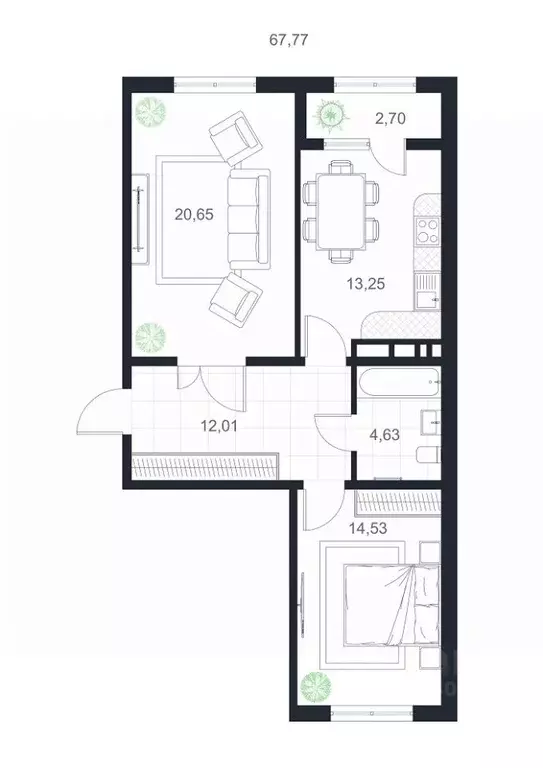 2-к кв. Дагестан, Каспийск просп. Акулиничева (67.77 м) - Фото 0
