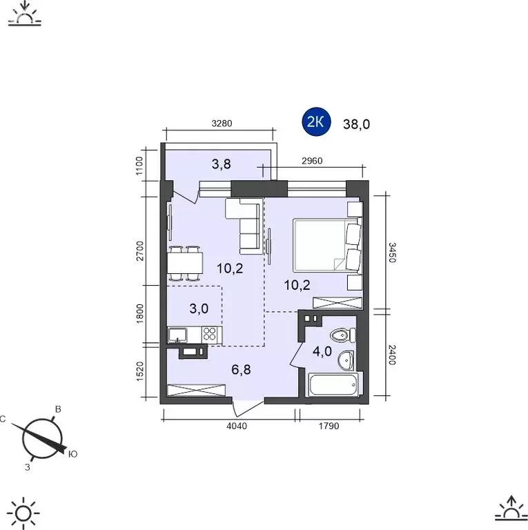 2-комнатная квартира: Иркутск, Старо-Кузьмихинская улица, 36/1 (38 м) - Фото 0