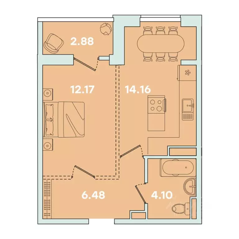 1-к кв. Иркутская область, Иркутск ул. Петрова, 16 (39.79 м) - Фото 0