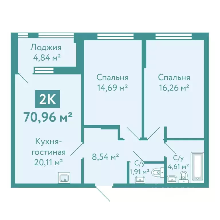 2-к кв. Тюменская область, Тюмень ул. Павла Никольского, 10 (70.96 м) - Фото 0