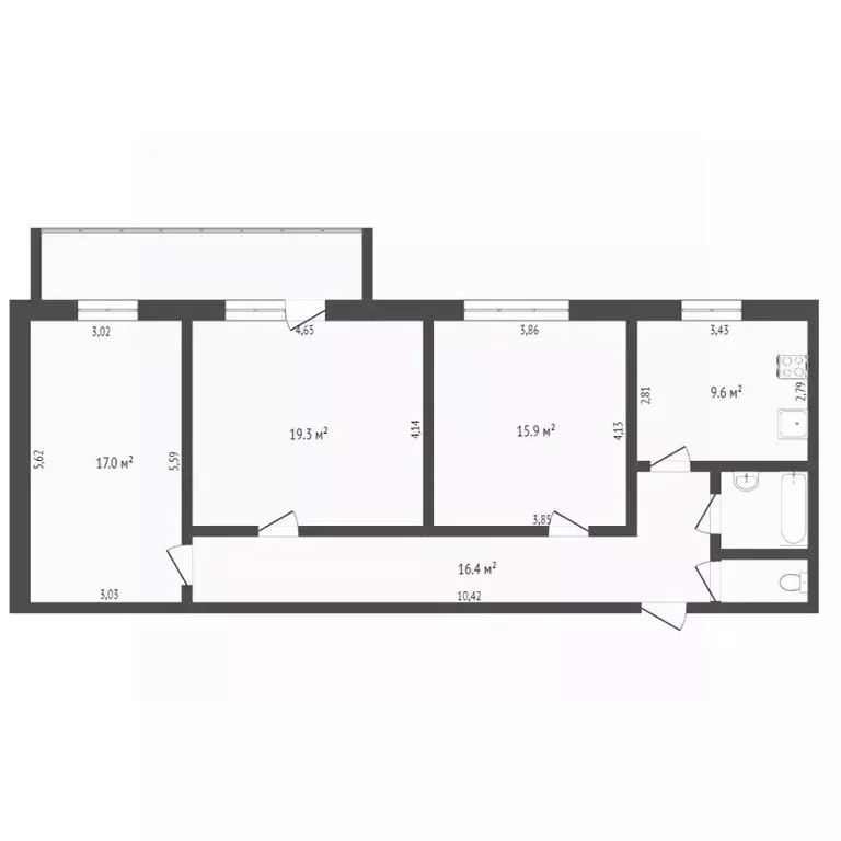 3-к кв. Вологодская область, пос. Сосновка ул. Комсомольская, 2 (82.2 ... - Фото 2