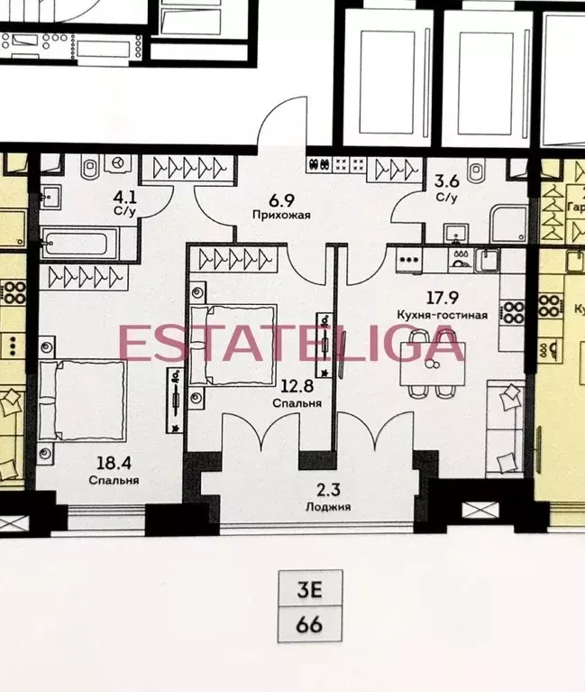 2-к кв. Москва ул. Архитектора Власова, 71к1 (66.0 м) - Фото 2