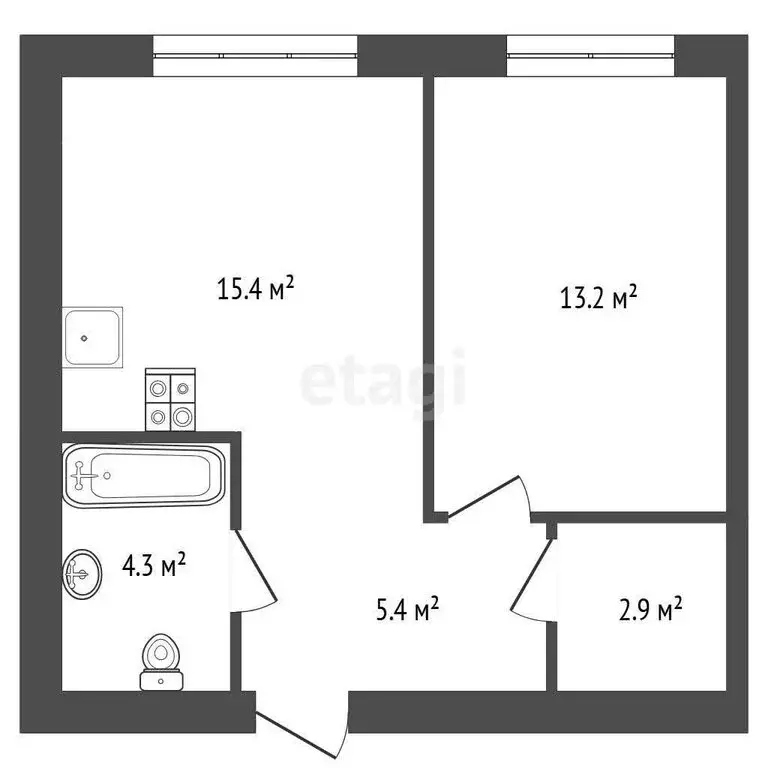 1-комнатная квартира: Тюмень, улица Республики, 204к12 (41.1 м) - Фото 1