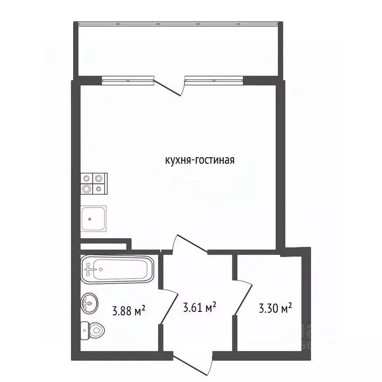 Студия Воронежская область, Воронеж Ленинский просп., 108А (27.4 м) - Фото 2