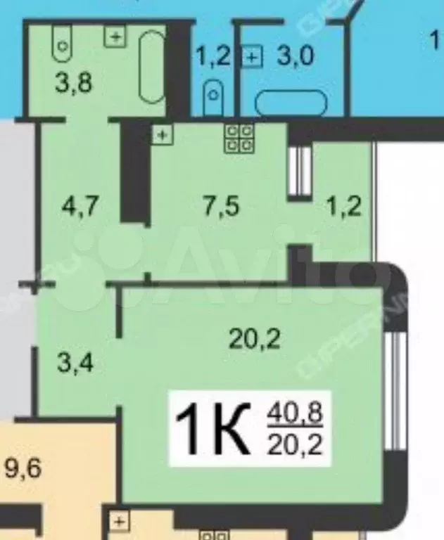 1-к. квартира, 39 м, 3/17 эт. - Фото 0