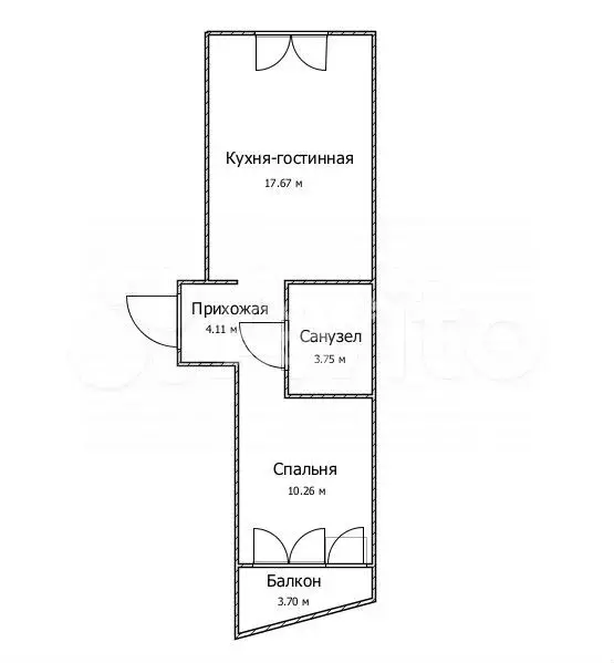 1-к. квартира, 39,1 м, 7/9 эт. - Фото 0