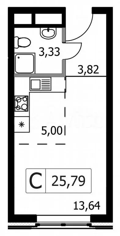 Квартира-студия, 25,8 м, 14/20 эт. - Фото 0