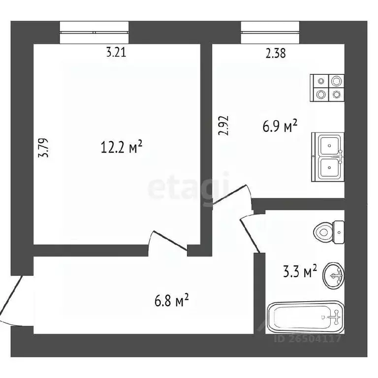 1-к кв. Севастополь ул. Гоголя, 6 (29.2 м) - Фото 1