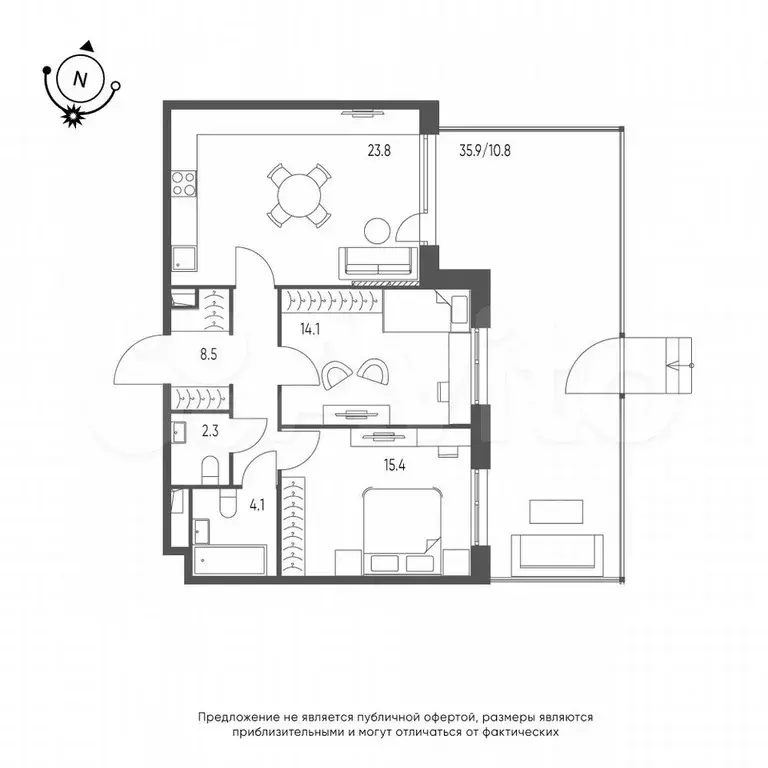 2-к. квартира, 79 м, 1/9 эт. - Фото 0