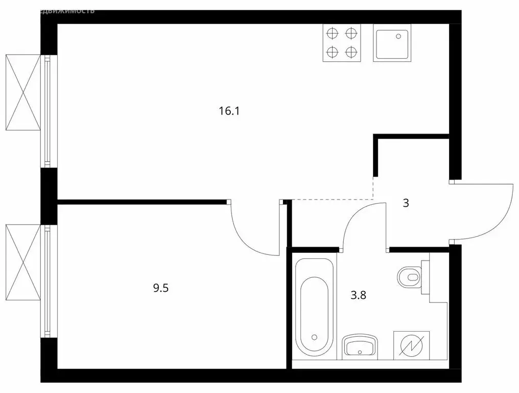 1-комнатная квартира: Москва, Иловайская улица, 4 (31.7 м) - Фото 1