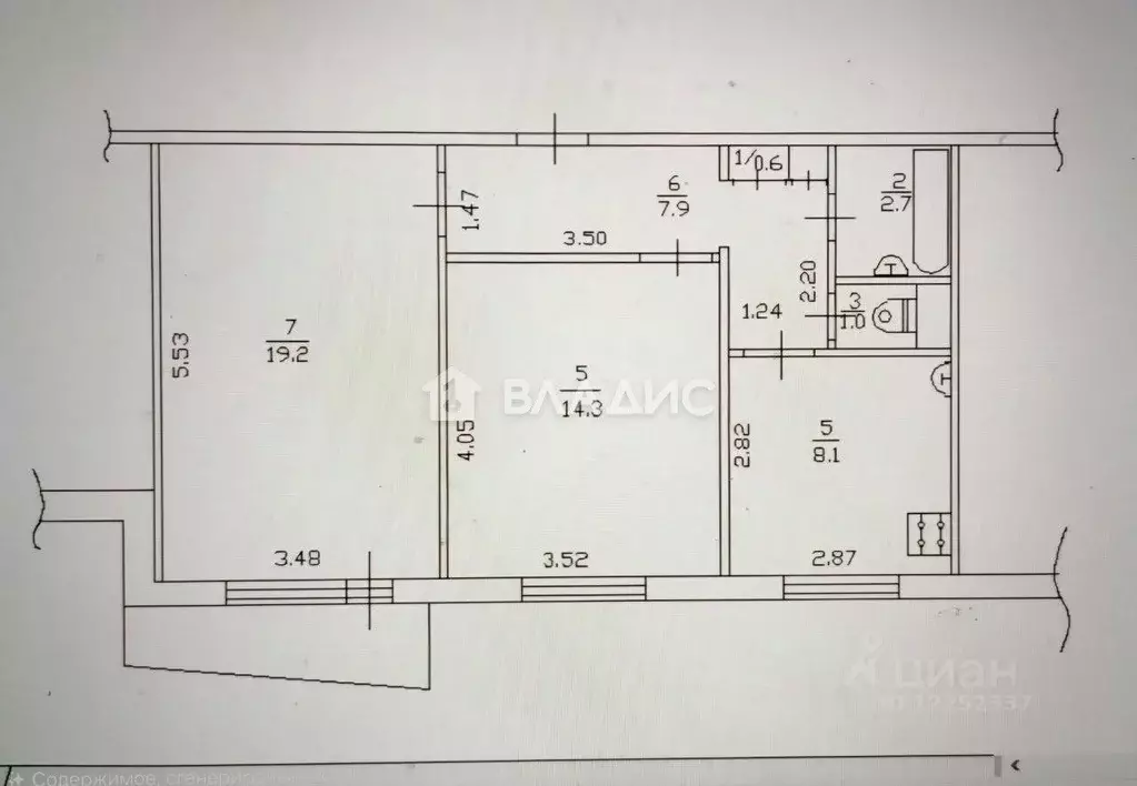 2-к кв. Смоленская область, Смоленск ул. Попова, 92 (53.8 м) - Фото 2