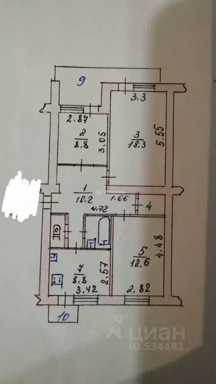 3-к кв. Крым, Симферополь ул. Николаевская, 4 (68.2 м) - Фото 2