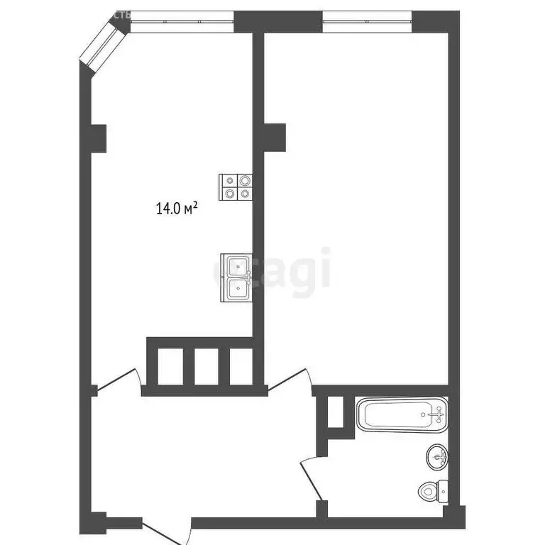 1-комнатная квартира: Нальчик, улица Чернышевского, 197 (38.4 м) - Фото 1