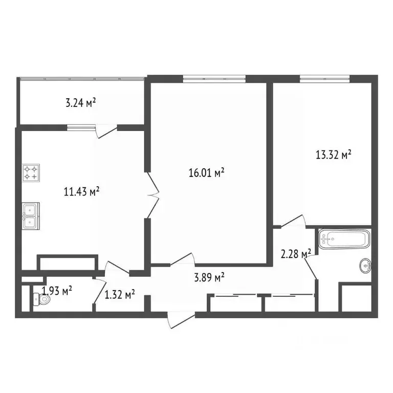 2-к кв. Санкт-Петербург ул. Пейзажная, 4к3 (53.0 м) - Фото 2